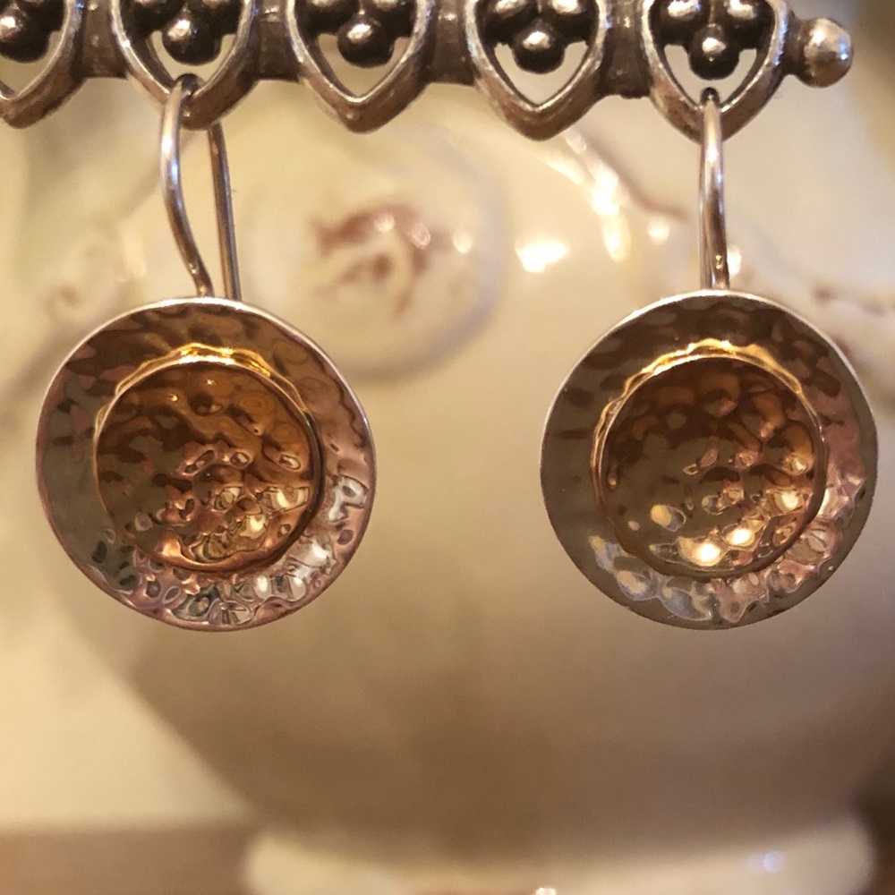 Rare Silpada Sterling Silver 14K Gold Plated Round Disc Earrings W1367 - Picture 14 of 14